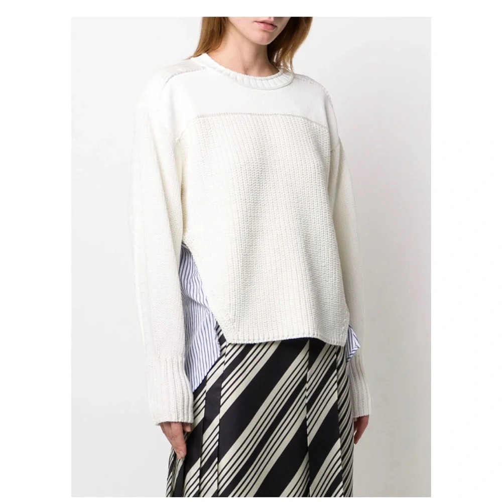 3.1 Phillip Lim Cotton Knit Sweater with Blouse | XS